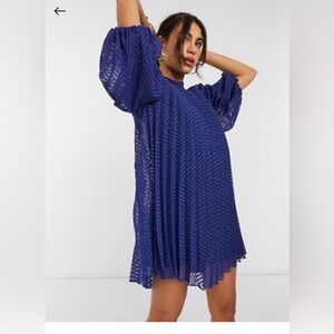 ASOS Royal Blue Chevron Print swing trapeze dress. Size 14